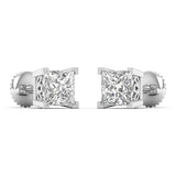 2 Carat Princess Cut Solitaire Studs