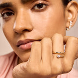 Single-Pear Double Loop Ring