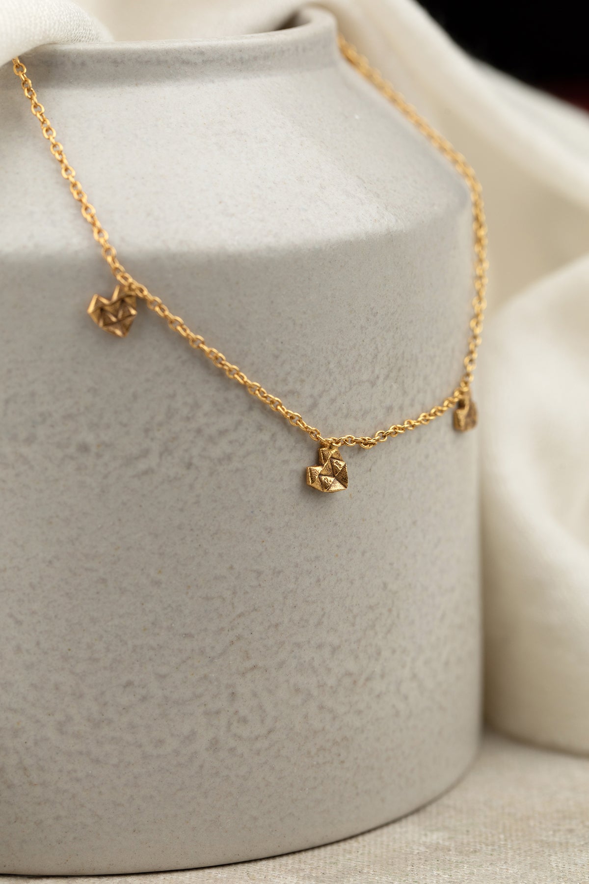Gazal Necklace 4 gms With Tiny Hearts 1 Micron Gold Plating On Brass - ZEWAR Jewelry