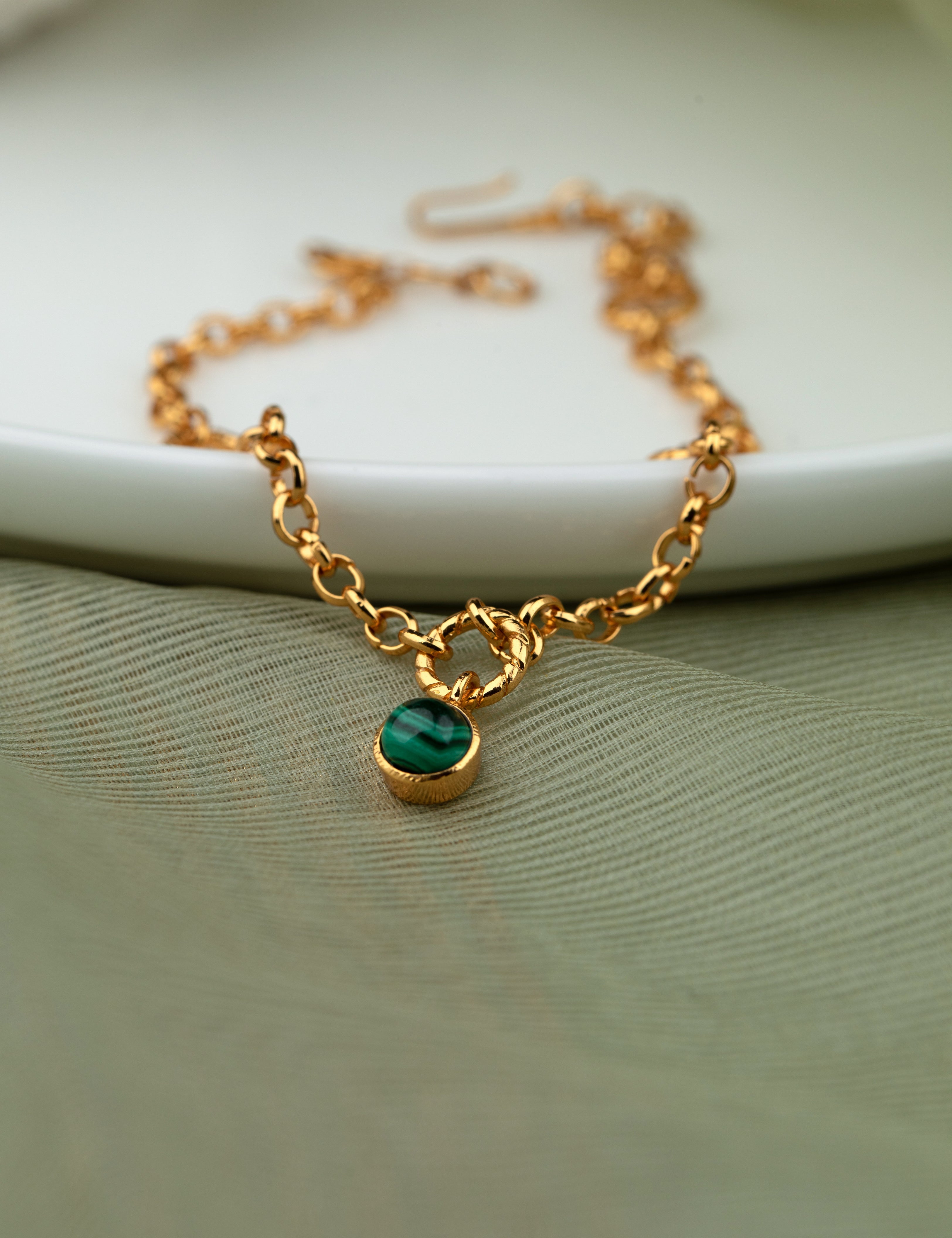 Esme 18k Gold Plating On Brass Anklet With Tiny Semi-precious Stones - ZEWAR Jewelry