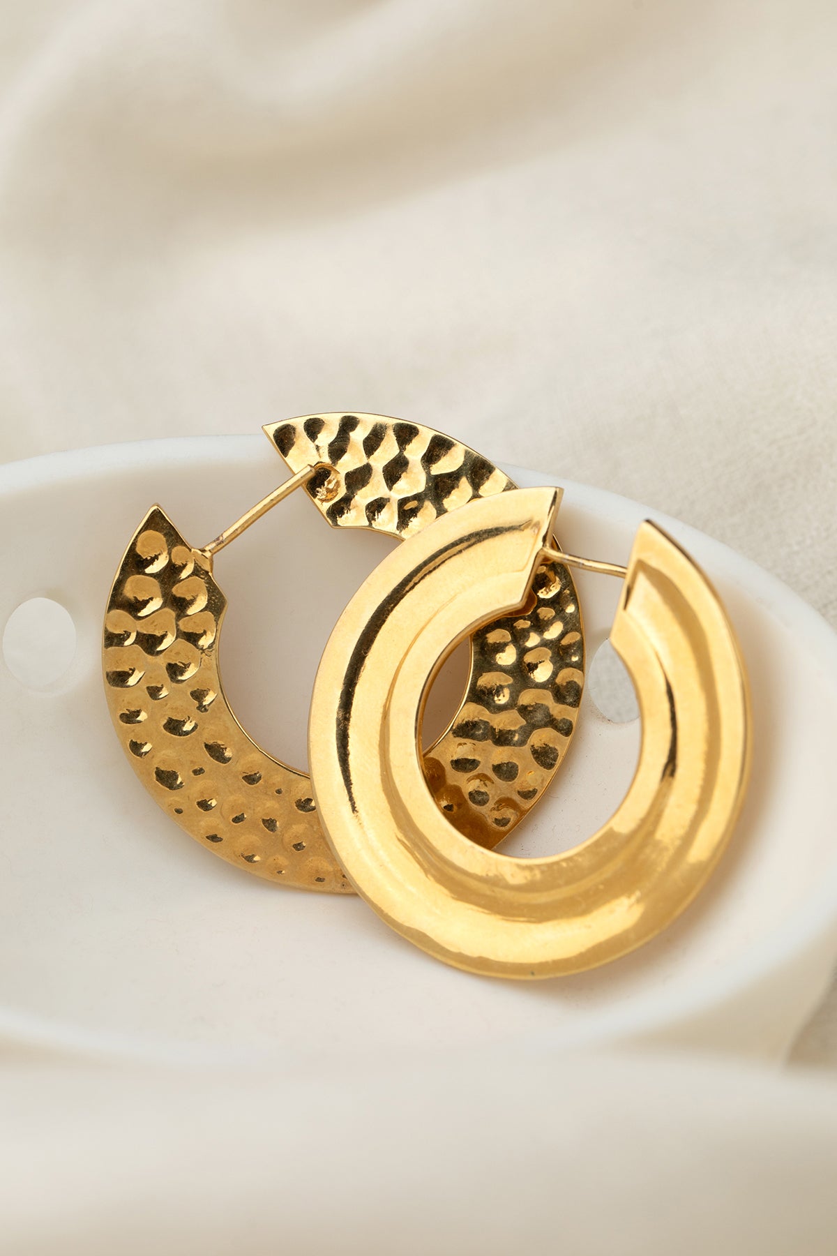 Hulla 22k Gold Plated Over Brass Hoops Lending A Unique Perspective - ZEWAR Jewelry