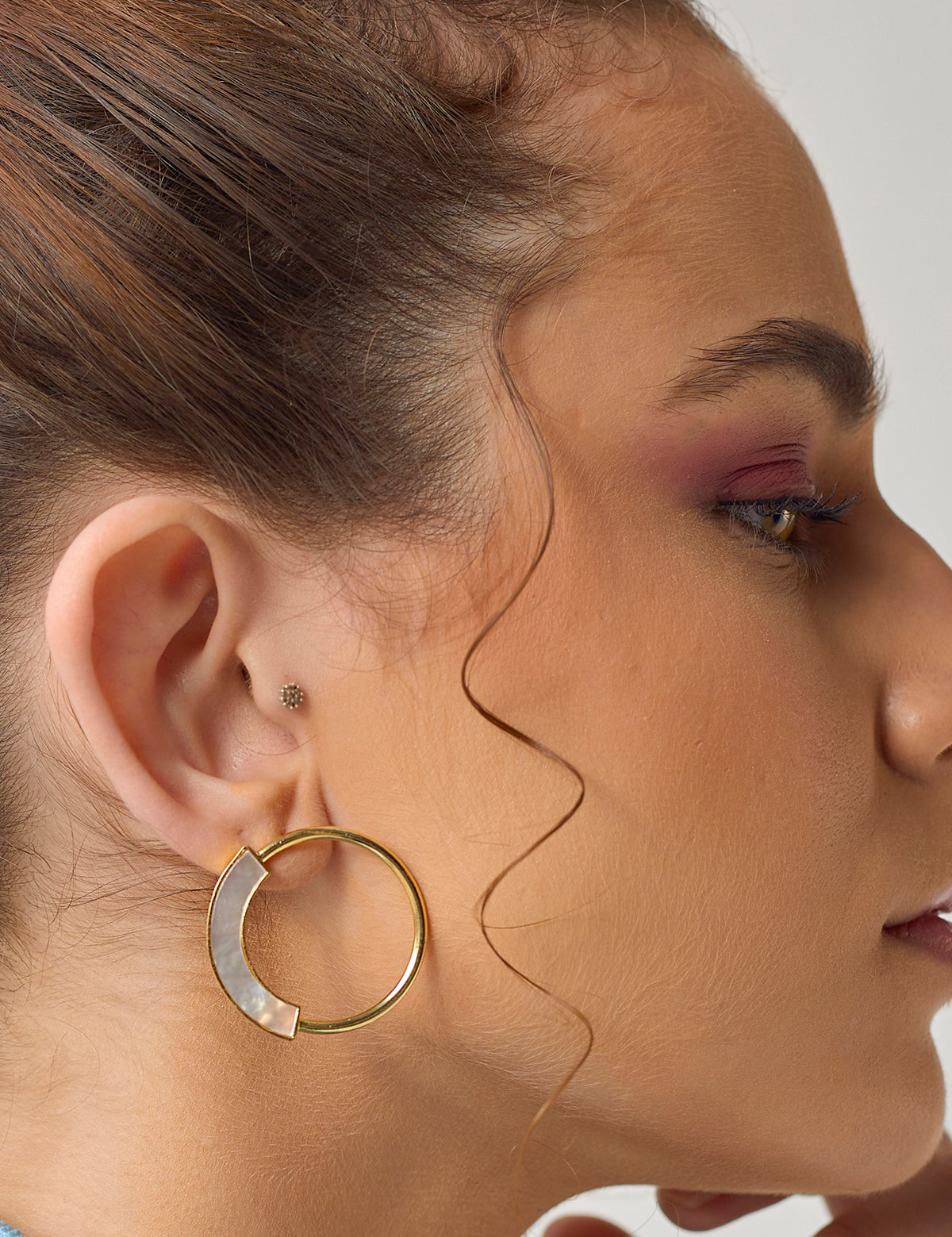 Esther Earrings 6 gms With a Mother of Pearl 18k Gold Plated On Brass - ZEWAR Jewelry