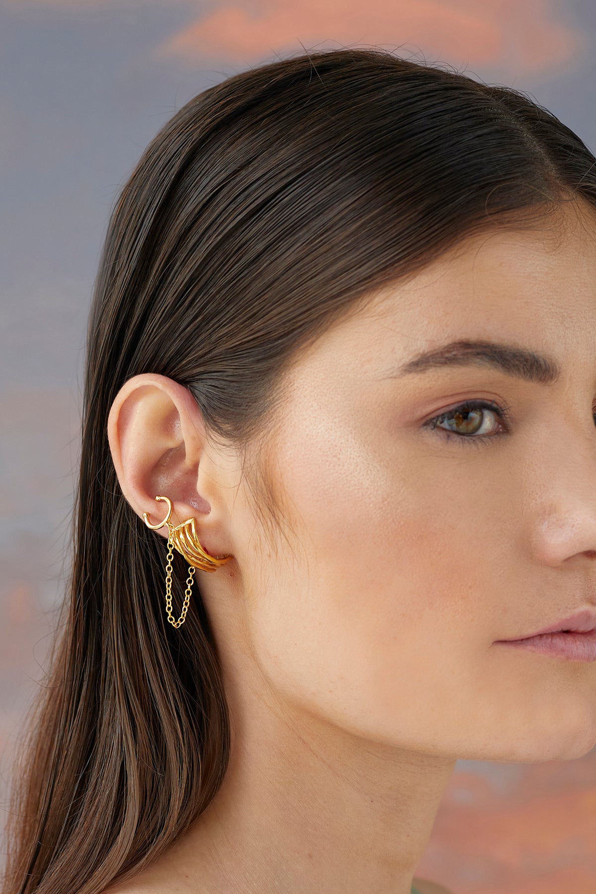 Mehruz Earrings 6 gms With an Elongated Design 22k Gold plated Over Brass - ZEWAR Jewelry