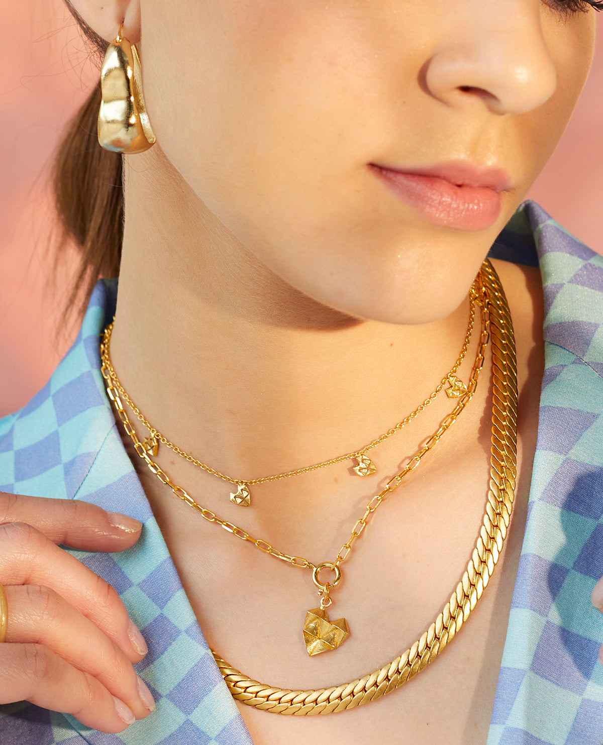 Gazal Necklace 4 gms With Tiny Hearts 1 Micron Gold Plating On Brass - ZEWAR Jewelry