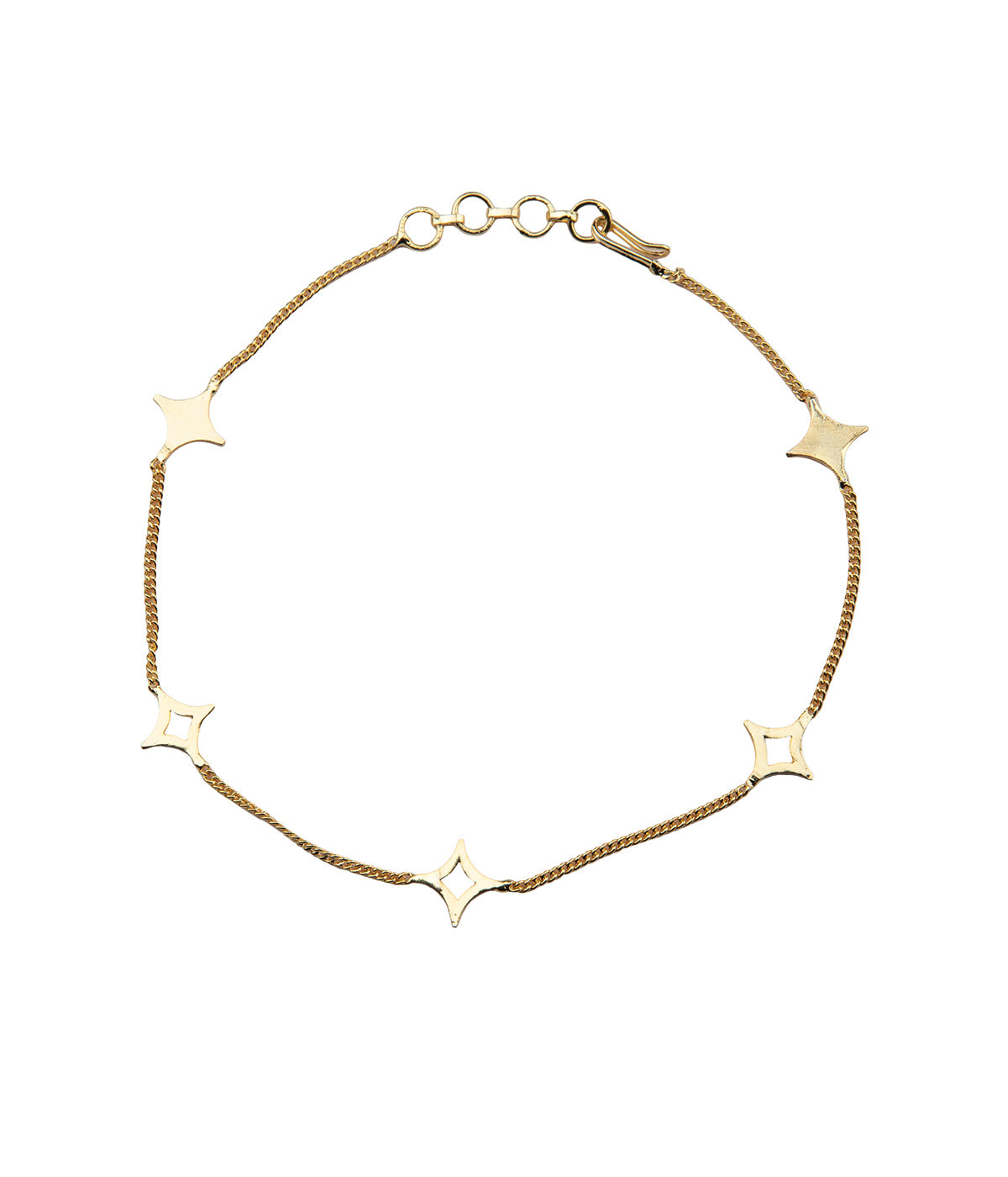 Alya Anklet 9.5 in Subtle Diamond Design 18k Gold Plated On Brass - ZEWAR Jewelry