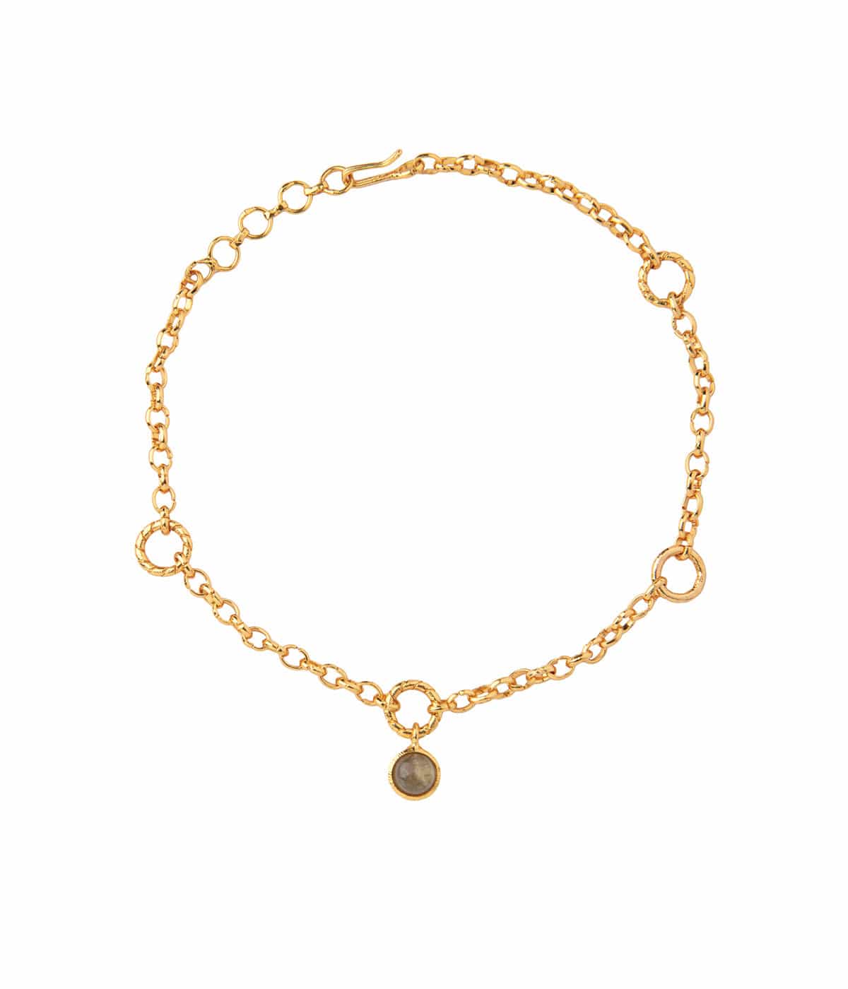 Esme 18k Gold Plating On Brass Anklet With Tiny Semi-precious Stones - ZEWAR Jewelry