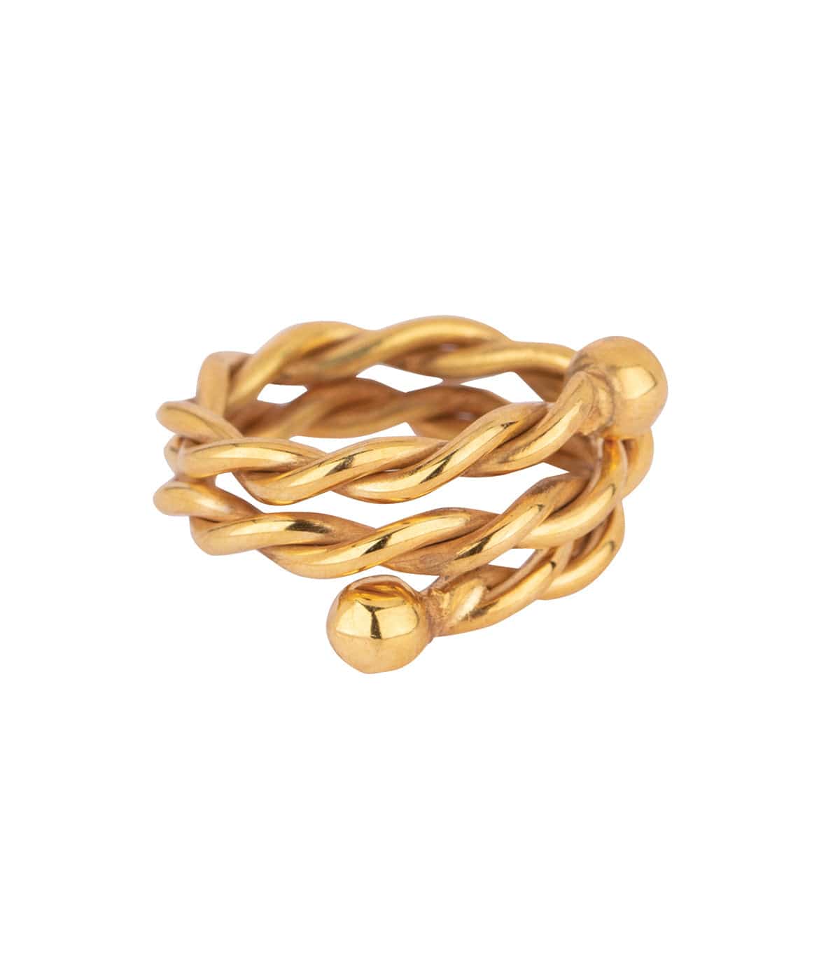 Sezen Ring With Rope Twirl Design 18k Gold Plated On Brass - ZEWAR Jewelry