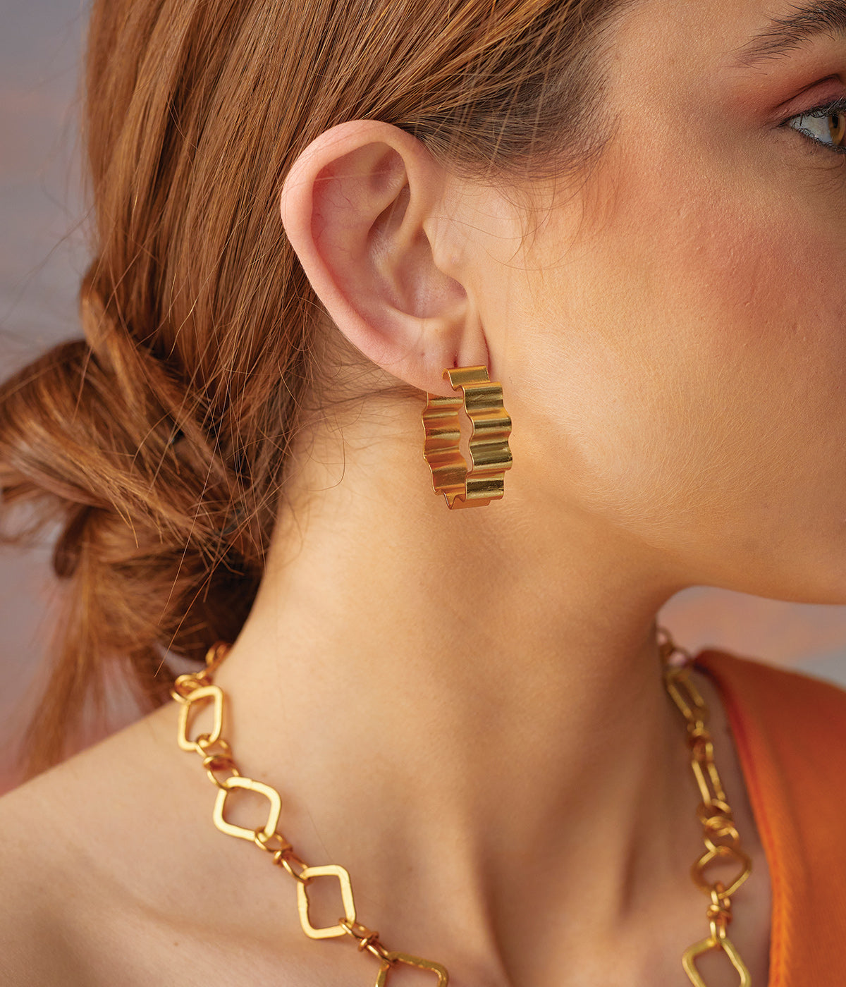 Ayat Earrings 11 gms Push-Back 22k Gold Plated On Brass - ZEWAR Jewelry