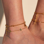 Alya Anklet 9.5 in Subtle Diamond Design 18k Gold Plated On Brass - ZEWAR Jewelry
