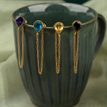 Mehr 18K Gold-plated Glass Topaz Pear-cut Gem Stud Earrings - ZEWAR Jewelry