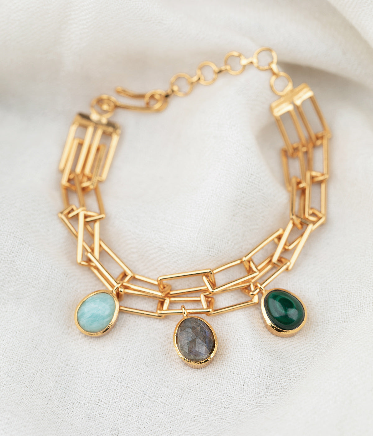 Arsia Bracelet 12 gms With Some Colorful Stones 18k Gold Plated On Brass - ZEWAR Jewelry