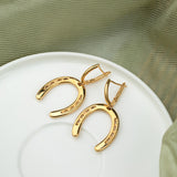 Kush 22k Gold Plated Over Brass Horseshoe Detailing Earrings - ZEWAR Jewelry