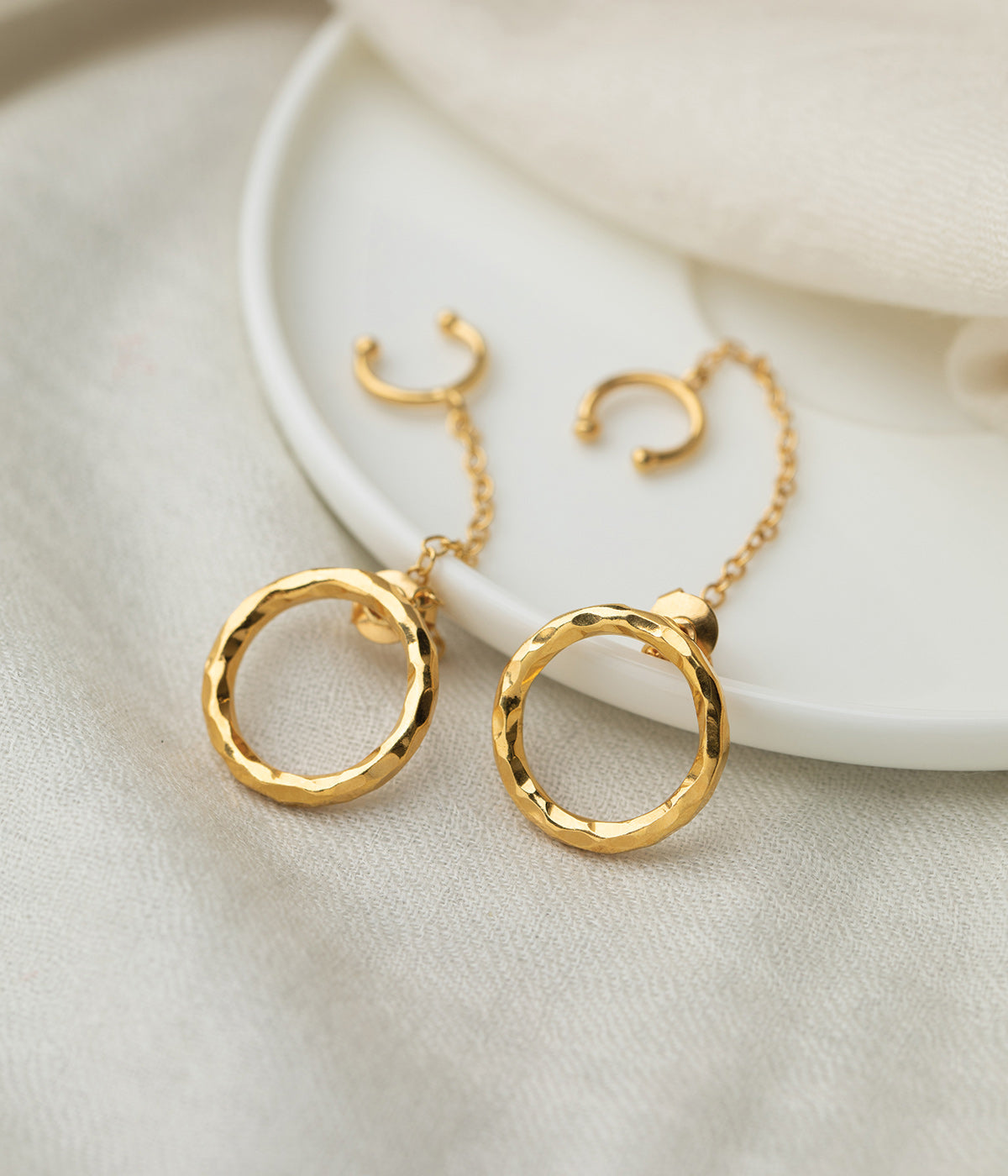 Daira Earrings 22k Gold Plated Over Brass Classic Hoops With A Twist - ZEWAR Jewelry
